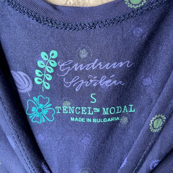 Gudrun Sjoden Navy Polka Dot Sleeveless 100% Modal Dress Size Small One Pocket - Picture 6 of 11